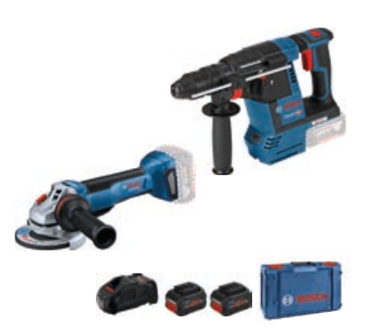 KIT 2 utensili BOSCH miniangolare GWS 18V-10 P + martello perforatore GBH 18V-26