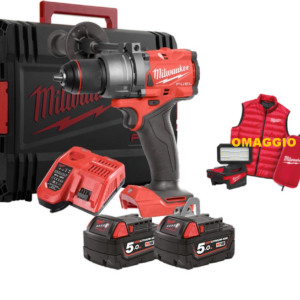 Trapano Avvitatore Milwaukee M18 FPD3MC-502X Fuel a percussione in valigia + GILET & FARETTO LED OMAGGIO